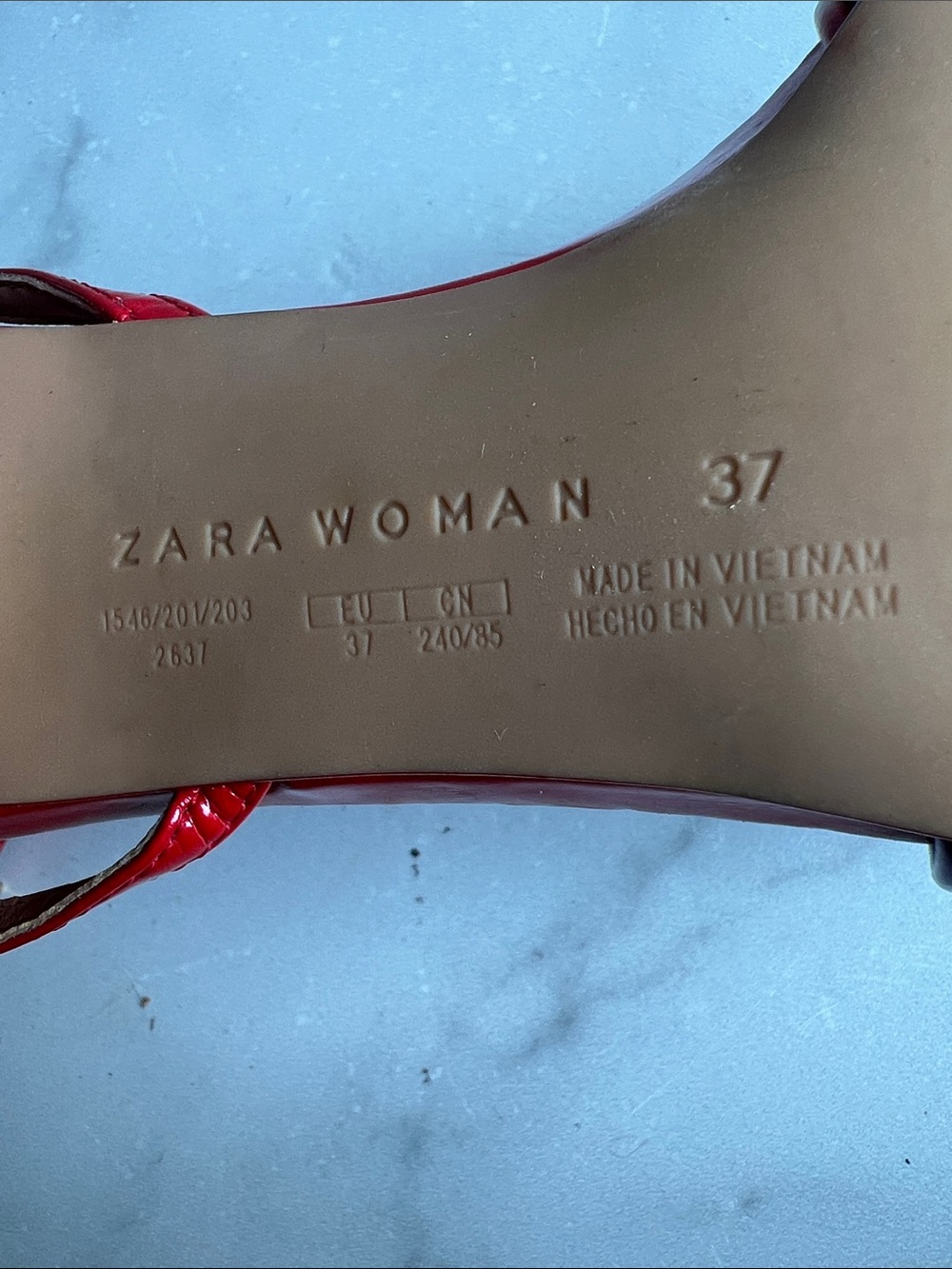 Zara Red High Heel Sandals with Multicolor Braided Straps size 37 fits size 6 - Picture 9 of 13